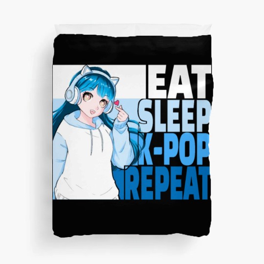 Eat Sleep K-POP Repeat Cute Korean Anime Girl Duvet Covers