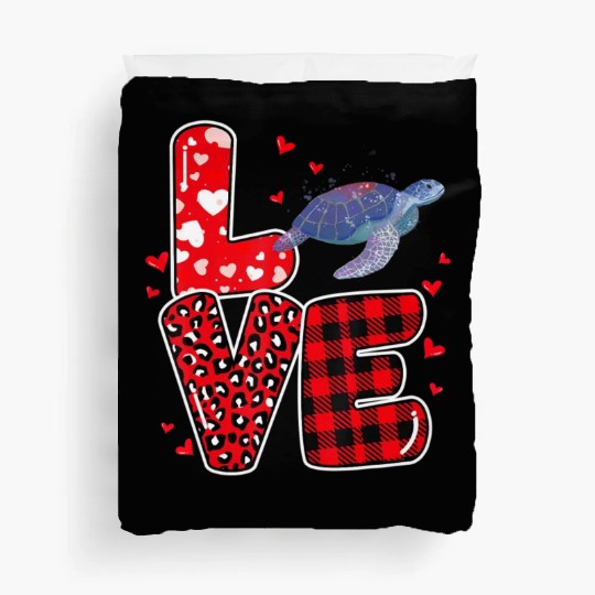 Sea Turtle Lover Heart Sea Turtle Valentine Duvet Covers