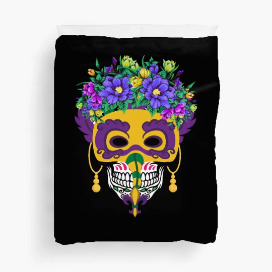 El Dia De Los Muertos Mardi Gras Mask Flower Sugar Duvet Covers