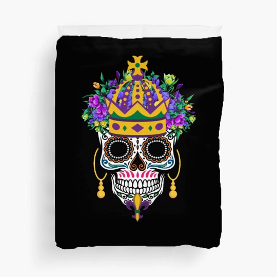 Mardi Gras Costume Flower Sugar Dia De Los Muertos Duvet Covers