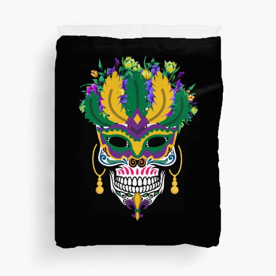 Dia De Los Muertos Mardi Gras Costume Flower Sugar Duvet Covers