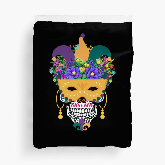El Dia De Los Muertos Mardi Gras Costume Flower Duvet Covers