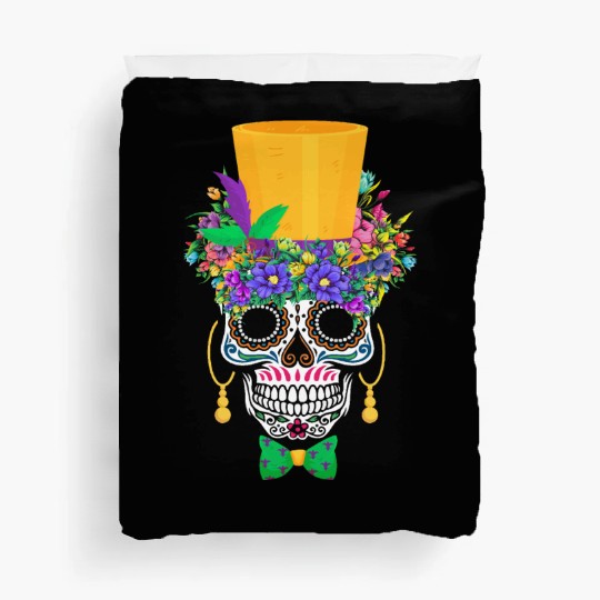 Mardi Gras Costume Flower Sugar El Dia De Los Duvet Covers