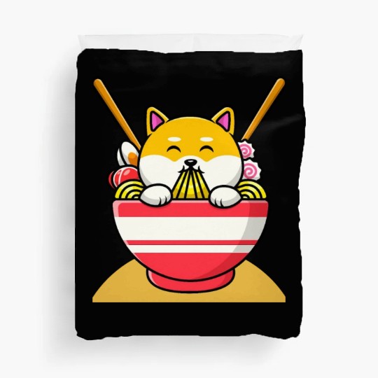 Cat Eating Spaghetti Ramen Cat Sweet Kitty Duvet Covers