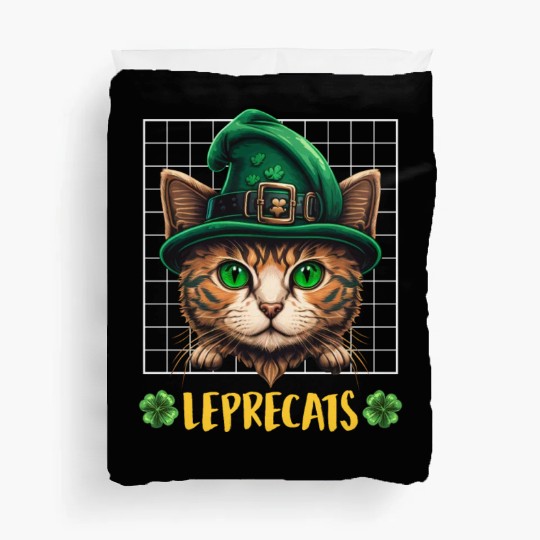 St. Patrick's Day cats leprecats kittens Duvet Covers