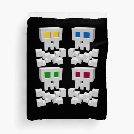 8-bit Pixel Pop Art Style Pirate Flag Skulls Duvet Covers