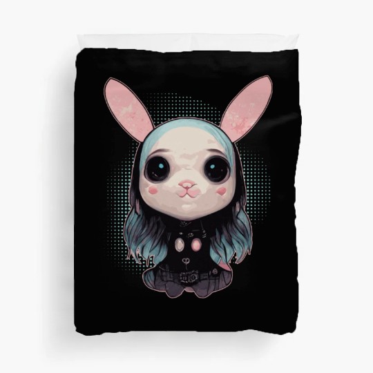 Cute Pastel Goth Bunny Kawaii Menhera Duvet Covers