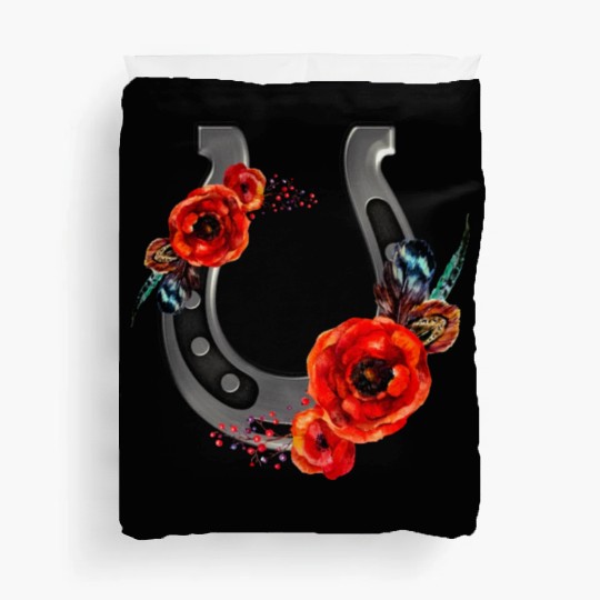 Floral Horseshoe With Poppies Duvet Covers