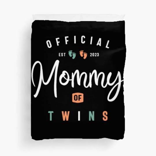 Womens Mommy of Twins New Mom To Be Expecting 2023 Duvet Covers