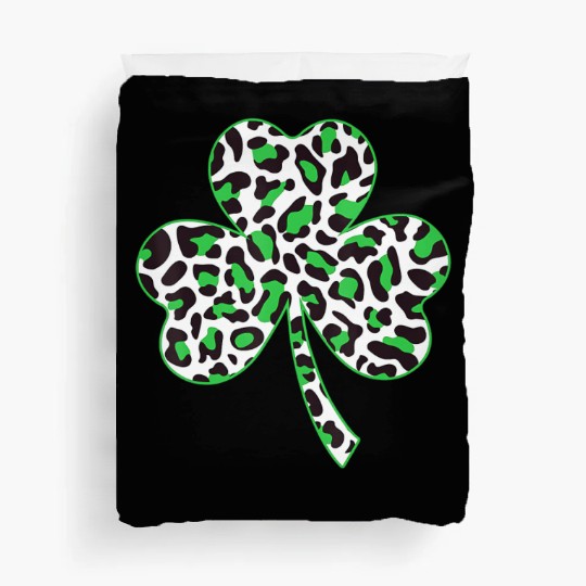 Cute Shamrock Leopard Print St Patricks Day Irish Duvet Covers