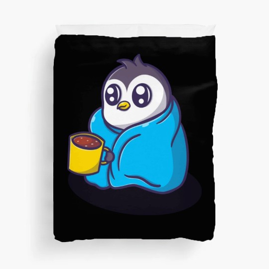 Cute penguin cartoon illustration Duvet Covers