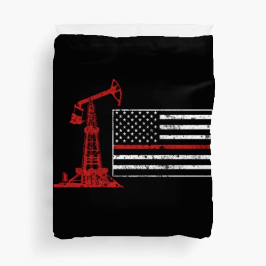 Oilfield Oil Drilling Us Flag Duvet Covers