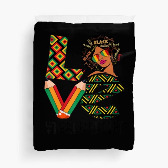 Teacher Love Afro African American Duvet Covers