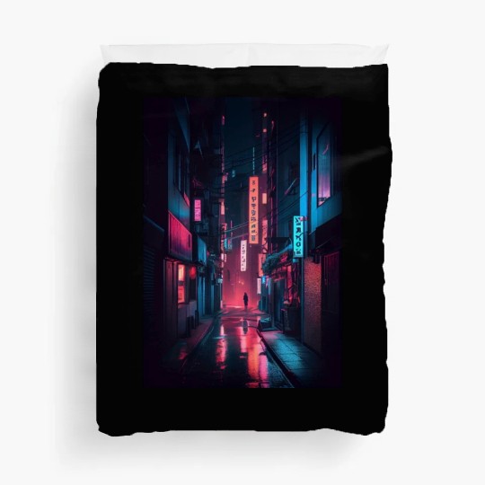 Tokyo Japan Japanese Aesthetic Graphic Night Scene Duvet Covers