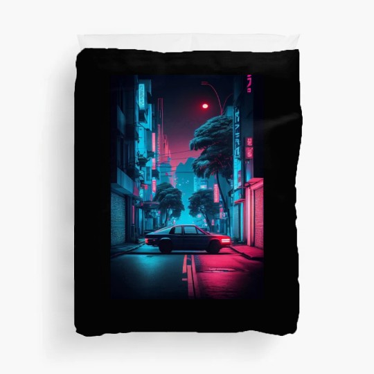 Tokyo Japan Japanese Aesthetic Graphic Night Scene Duvet Covers