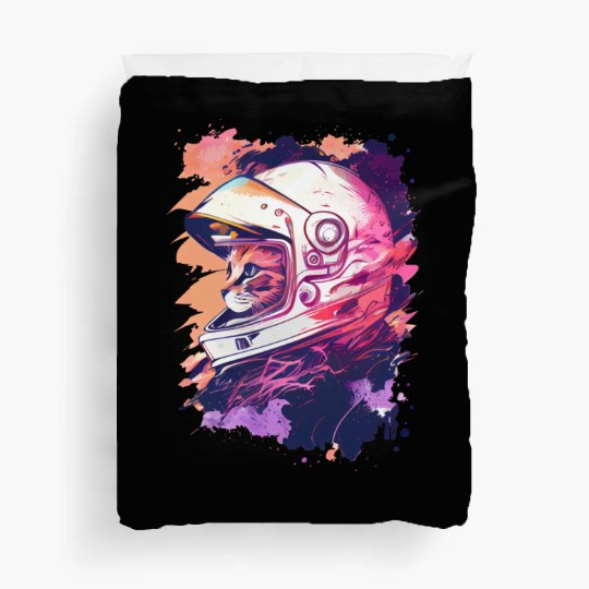 Aesthetic Vaporwave Space Cat 80s 90s Astronaut Duvet Covers