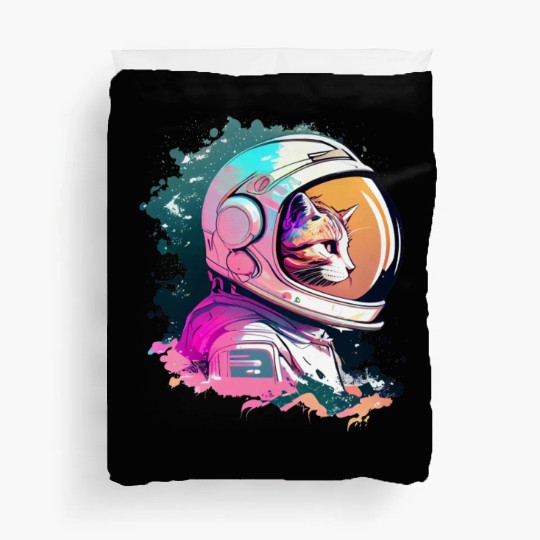 Aesthetic Vaporwave Space Cat 80s 90s Astronaut Duvet Covers