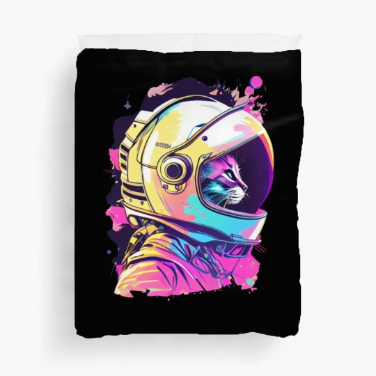 Aesthetic Vaporwave Space Cat 80s 90s Astronaut Duvet Covers