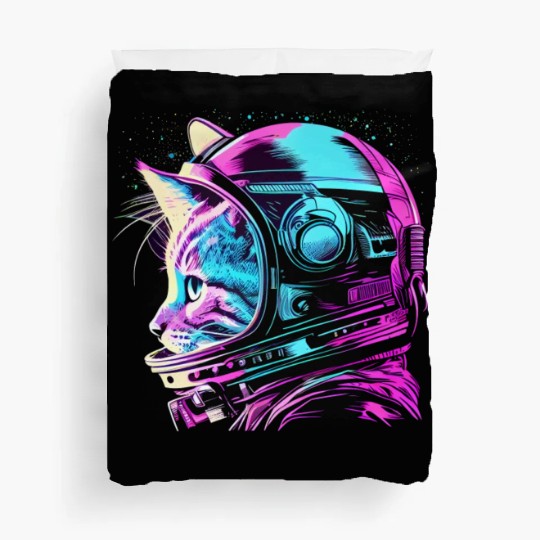 Aesthetic Vaporwave Space Cat 80s 90s Astronaut Duvet Covers