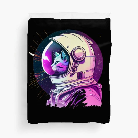 Aesthetic Vaporwave Space Cat 80s 90s Astronaut Duvet Covers