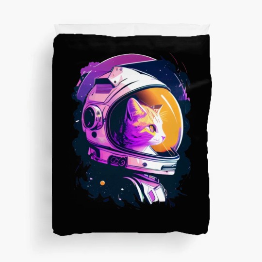 Aesthetic Vaporwave Space Cat 80s 90s Astronaut Duvet Covers