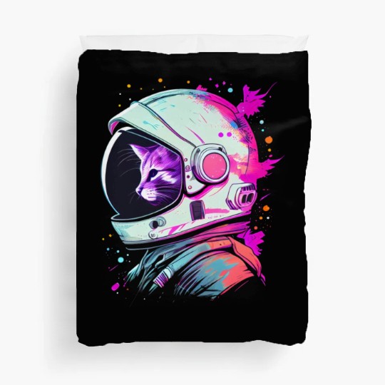 Aesthetic Vaporwave Space Cat 80s 90s Astronaut Duvet Covers