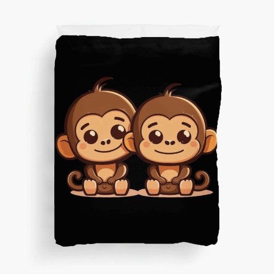 Monkeys siblings brother sister family love ape Duvet Covers