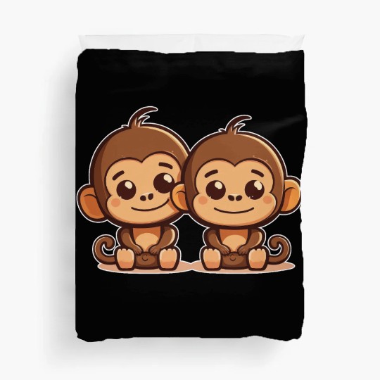 Monkeys siblings brother sister family love ape Duvet Covers