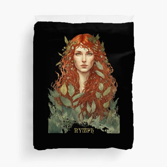 druid red hair spring forest elf nature Duvet Covers