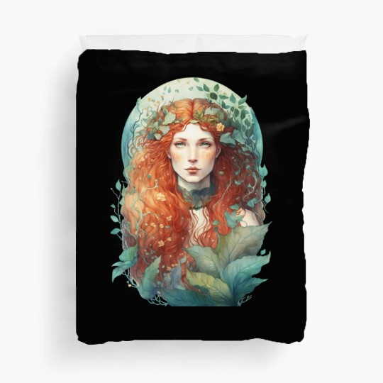 druid red hair spring forest elf nature fairy Duvet Covers