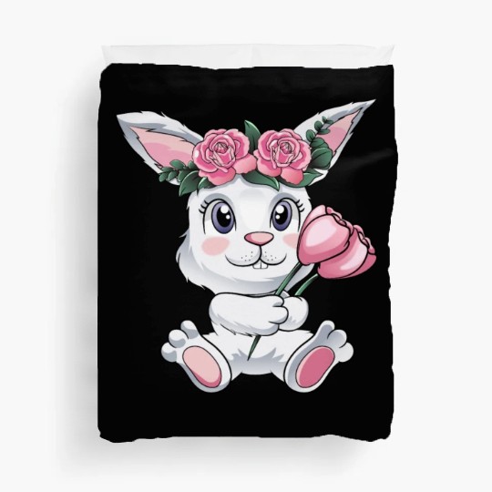 Baby Easter Bunny with Flowers cute Easter Egg Duvet Covers