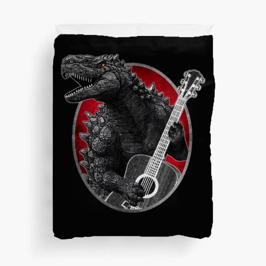 Kaiju playing guitar Duvet Covers