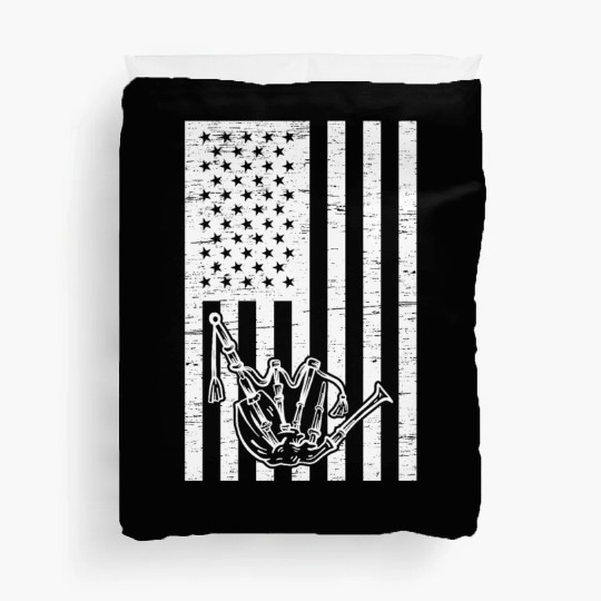 Bagpipe American Flag Bagpiper US Flag Bagpipe Duvet Covers