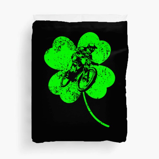 Downhill-biking St. Patrick's day shamrock Duvet Covers