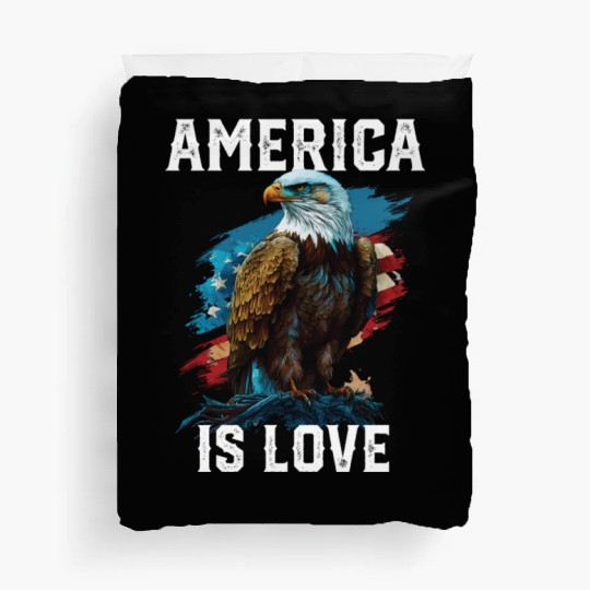 America Is Love American Bald Eagle 4th Of July Duvet Covers
