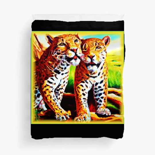 Jaguars Animals Nature oil Painting. Buy Now Duvet Covers