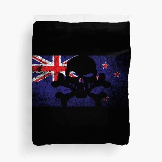 Vintage New Zealand Skull Flag Duvet Covers