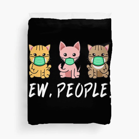 Ew People Cute Cat Wear Face Mask Kitten lovers Qu Duvet Covers