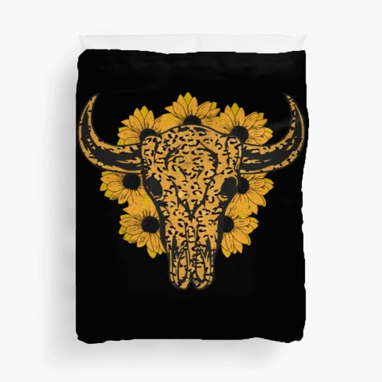 Bull Skull Sunflower Duvet Covers