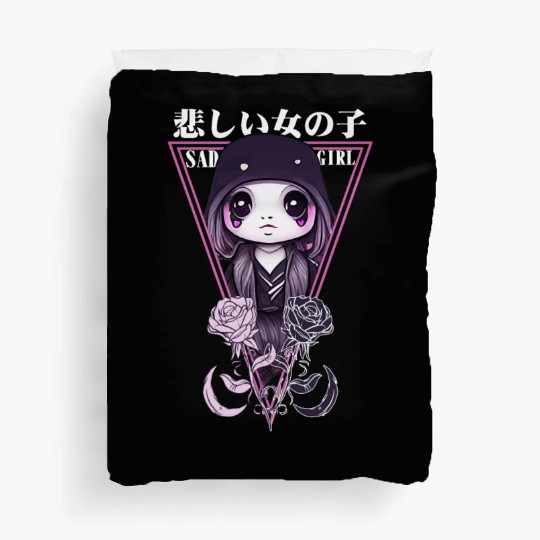 Kawaii Sad Girl Chibi Japanese Gothic Pastel Goth Duvet Covers
