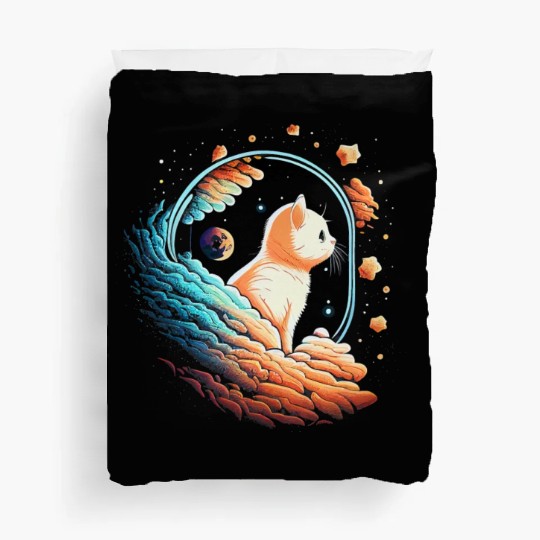 Astronaut Cat Space Cat on Galaxy Cat Lover Duvet Covers
