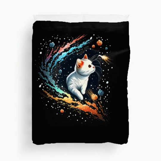 Astronaut Cat or Space Cat on Galaxy Cat Lover Duvet Covers