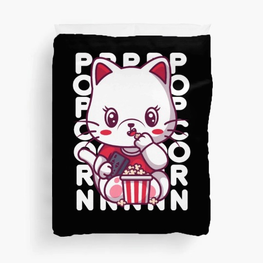 Cat Eating Popcorn Duvet Covers