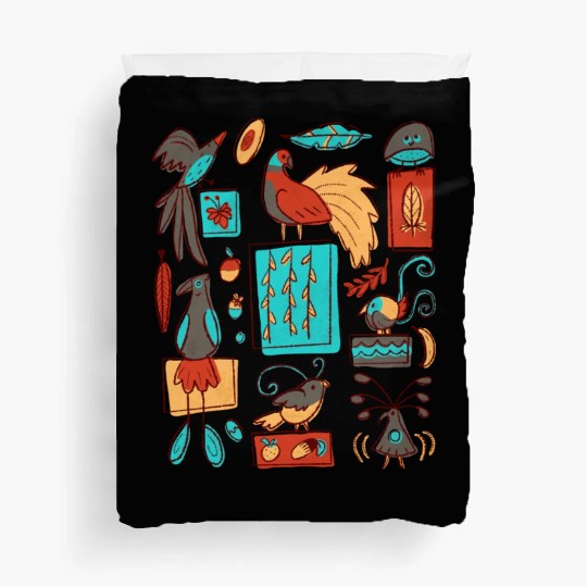 Retro 1950s Birds Of Paradise Pattern Duvet Covers