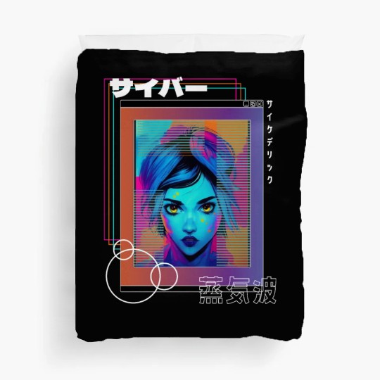 Psychedelic Cyberpop Japanese Vaporwave Aesthetic Duvet Covers