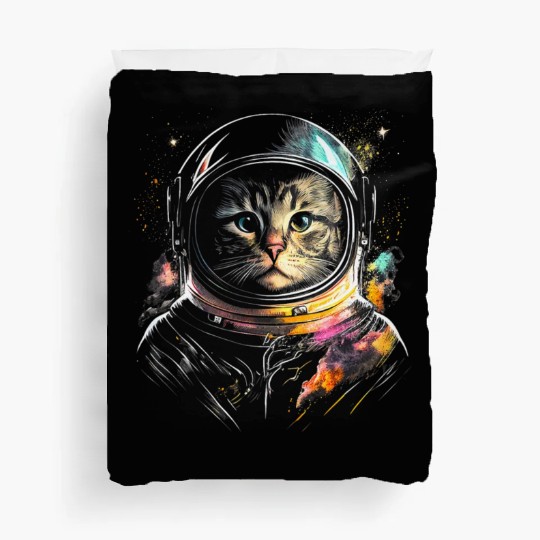 Space Cat on Galaxy Cat Lover Duvet Covers