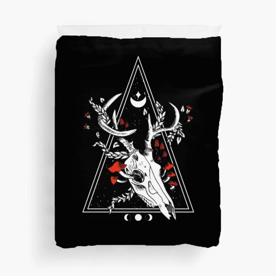 Gothic Deer Skull Moon Phase Witch Occult Duvet Covers