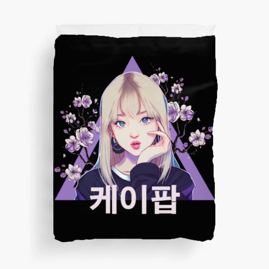 Kpop Girl Fan South Korean Pop Vaporwave Hangul Duvet Covers