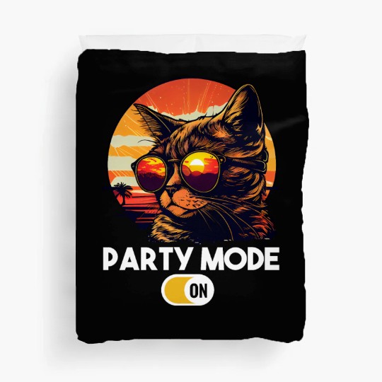 Retro Cat Vintage Sunset 80s 90s Sunglasses Duvet Covers