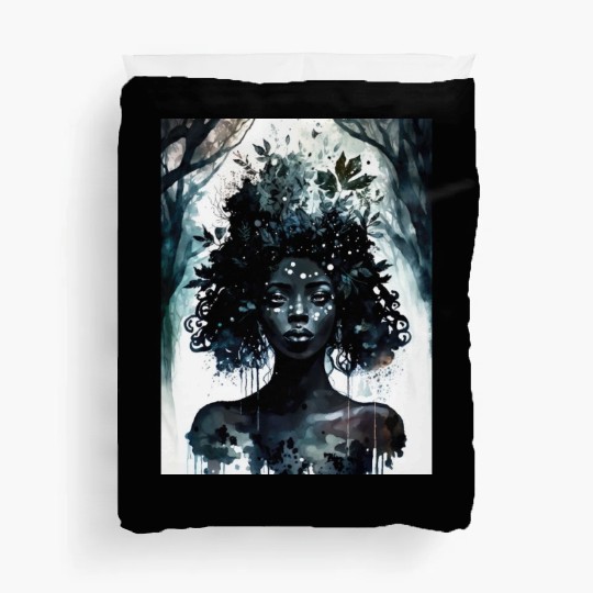 Black Nature Goddess - African American, Woodland Duvet Covers